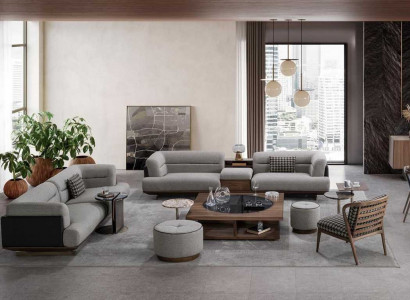 Luxus Wohnzimmer Set Sofa mit Sessel Modernen Design Sofagarnitur 6tlg